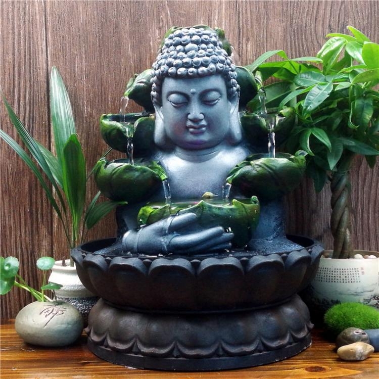 Buddha figura od smole s vodnim pejzažem, kineski stil, proces smole, kartonsko pakiranje