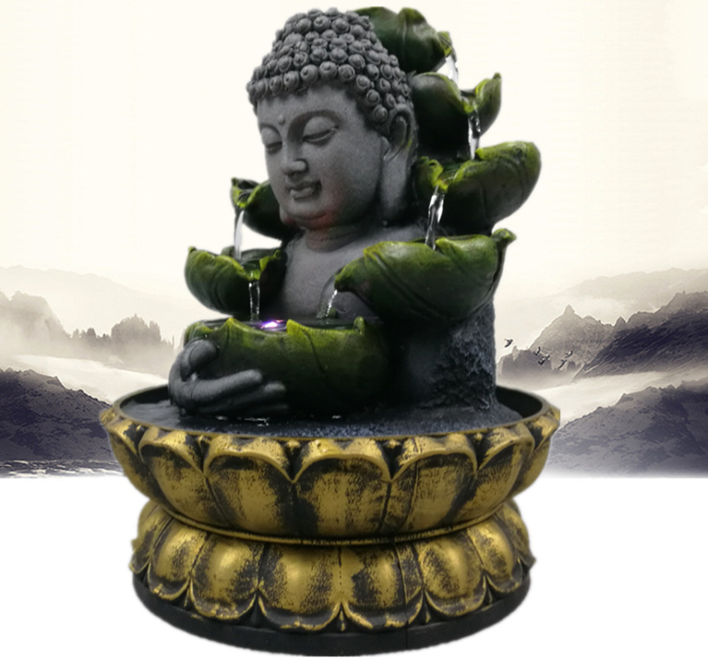 Buddha figura od smole s vodnim pejzažem, kineski stil, proces smole, kartonsko pakiranje