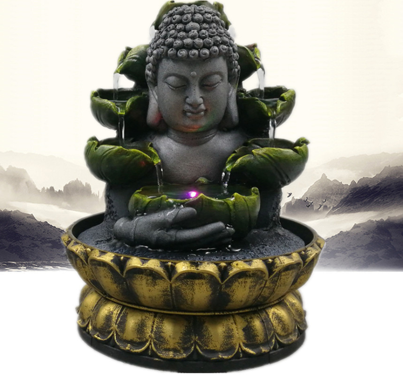 Buddha figura od smole s vodnim pejzažem, kineski stil, proces smole, kartonsko pakiranje