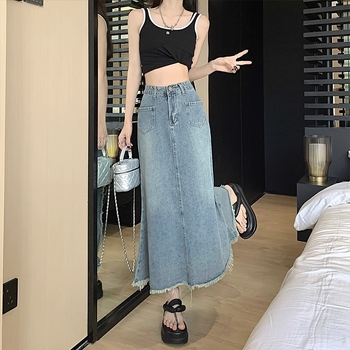 Деним мини пола, А-образна кройка, есен 2023, с етикети