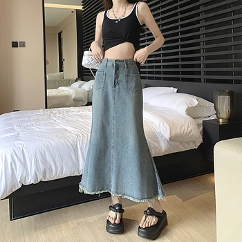 Деним мини пола, А-образна кройка, есен 2023, с етикети