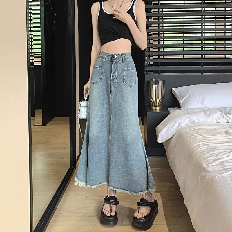 Деним мини пола, А-образна кройка, есен 2023, с етикети