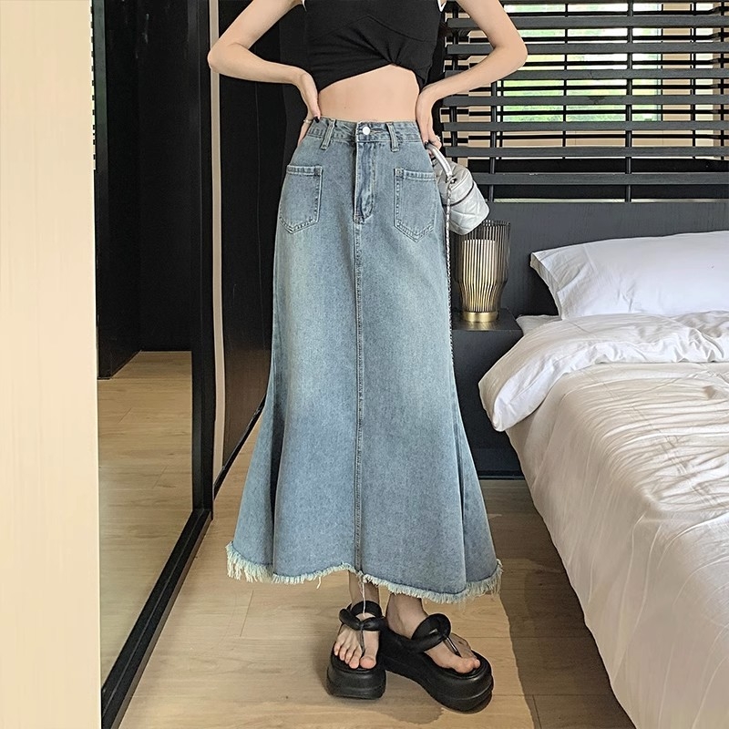 Деним мини пола, А-образна кройка, есен 2023, с етикети