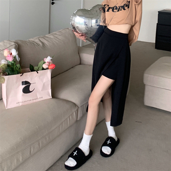 Висока талия, неравна костюмска пола, винтидж стил, А-линия миди с плисета, полиестер