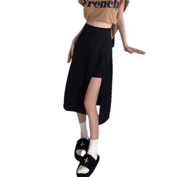 Висока талия, неравна костюмска пола, винтидж стил, А-линия миди с плисета, полиестер