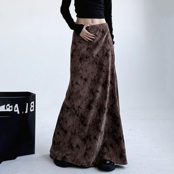 Пола с висока талия, дълга полиестерова материя, микроеластична, стил Royal Sister, пролет 2025