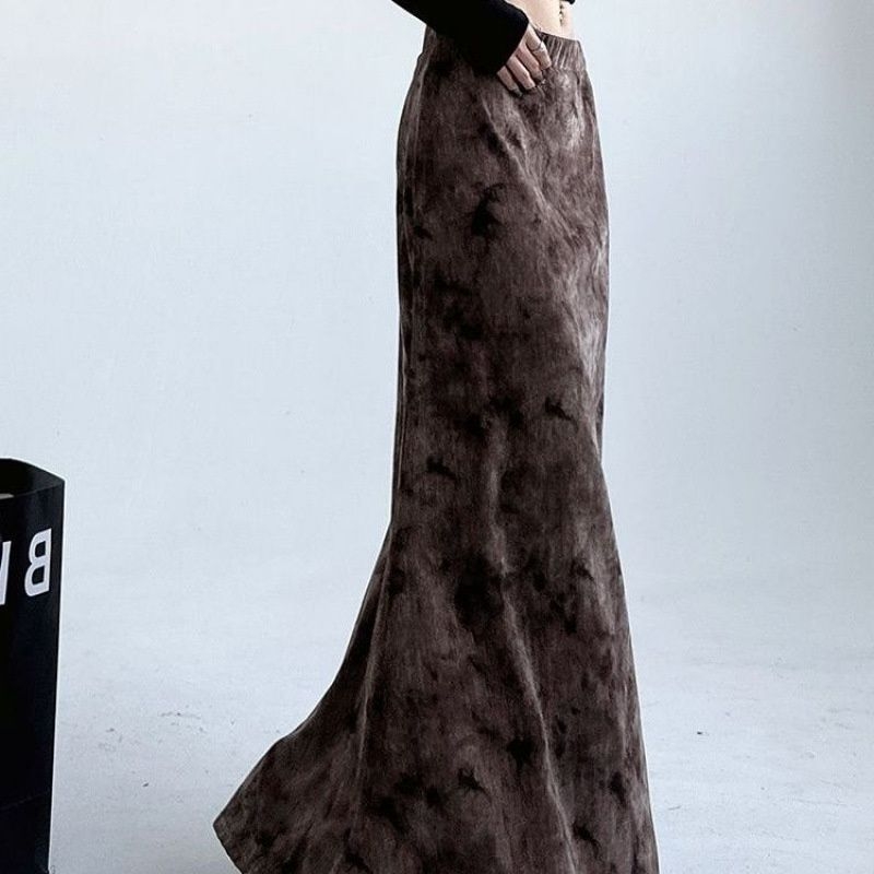 Пола с висока талия, дълга полиестерова материя, микроеластична, стил Royal Sister, пролет 2025