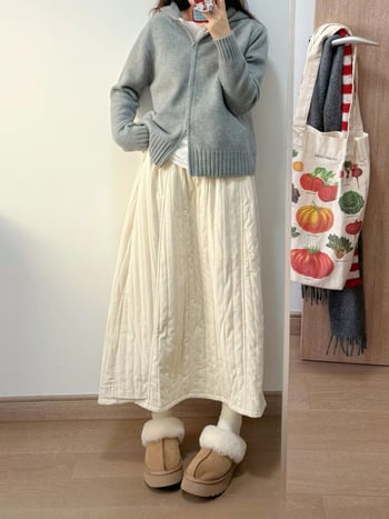 Пола с А-образен силует, миди дължина, едноцветна, полиестер, микроеластична