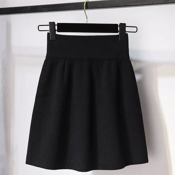 Плетена пола А-линия, къса, полиестер, корейски стил