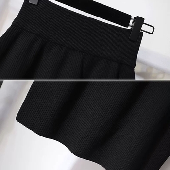 Плетена пола А-линия, къса, полиестер, корейски стил
