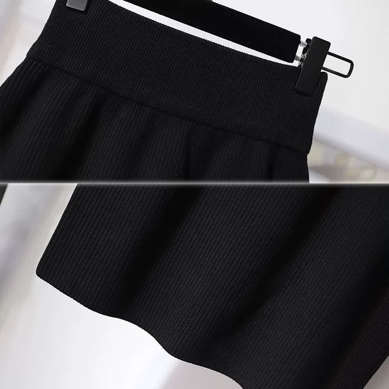 Плетена пола А-линия, къса, полиестер, корейски стил