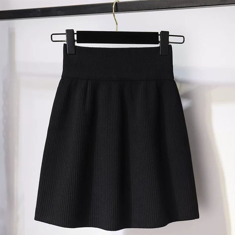 Плетена пола А-линия, къса, полиестер, корейски стил