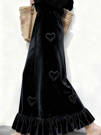 A-образна дълга пола за жена с обработка против намачкване, памук/полиестер, зимна колекция 2025, лека еластичност