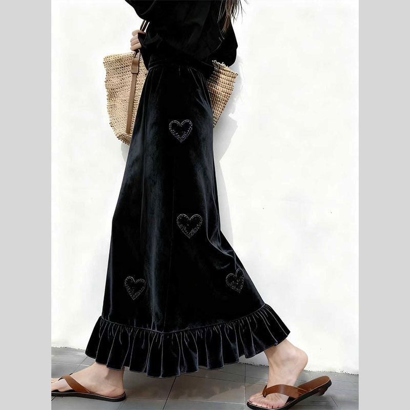 A-образна дълга пола за жена с обработка против намачкване, памук/полиестер, зимна колекция 2025, лека еластичност