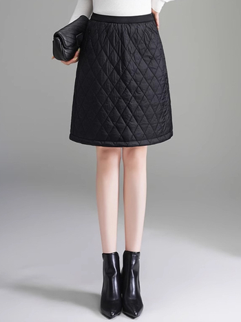 Средно дълга права пола с райета, еластичен пояс и джобове с капаци, полиестер, ежедневен стил.