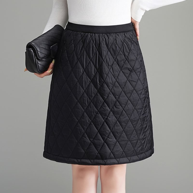 Средно дълга права пола с райета, еластичен пояс и джобове с капаци, полиестер, ежедневен стил.