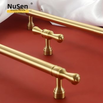 Mâner de ușă pentru dulap Nusheng, din cupru pur, montaj printr-o singură gaură, stil modern minimalist