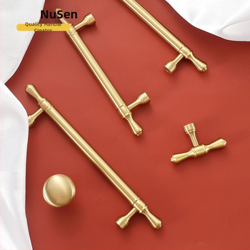 Mâner de ușă pentru dulap Nusheng, din cupru pur, montaj printr-o singură gaură, stil modern minimalist