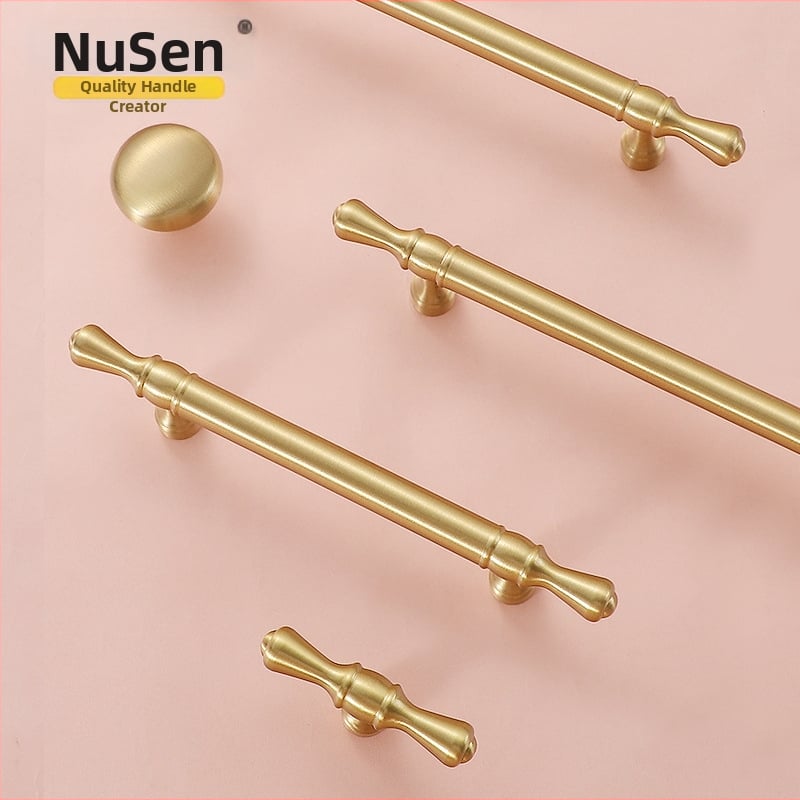 Mâner de ușă pentru dulap Nusheng, din cupru pur, montaj printr-o singură gaură, stil modern minimalist