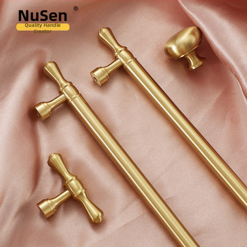 Mâner de ușă pentru dulap Nusheng, din cupru pur, montaj printr-o singură gaură, stil modern minimalist