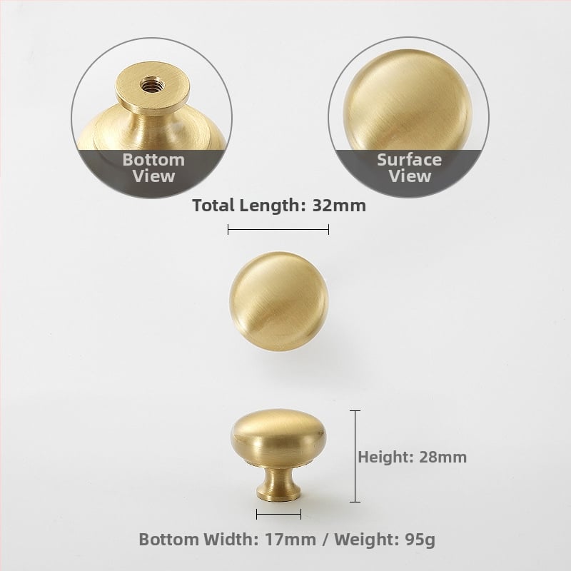 Mâner de ușă pentru dulap Nusheng, din cupru pur, montaj printr-o singură gaură, stil modern minimalist