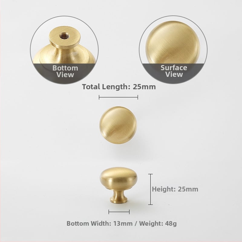 Mâner de ușă pentru dulap Nusheng, din cupru pur, montaj printr-o singură gaură, stil modern minimalist