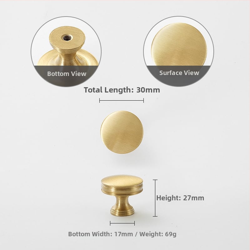 Mâner de ușă pentru dulap Nusheng, din cupru pur, montaj printr-o singură gaură, stil modern minimalist