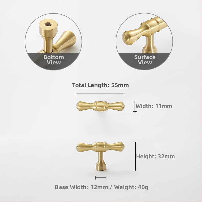 Mâner de ușă pentru dulap Nusheng, din cupru pur, montaj printr-o singură gaură, stil modern minimalist