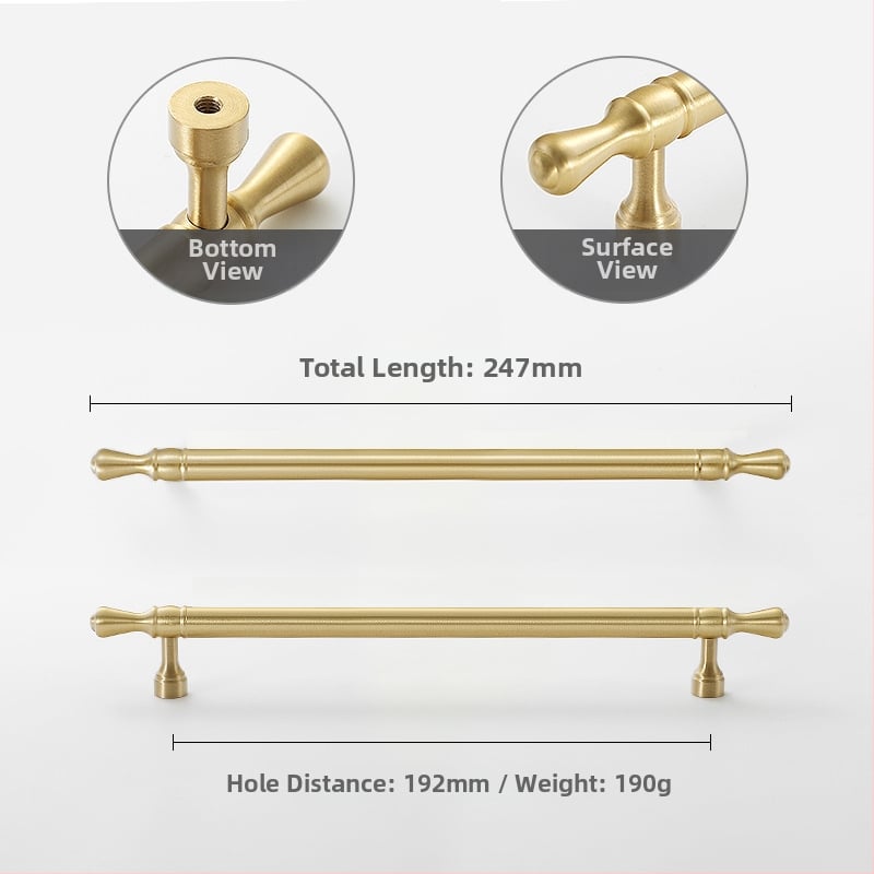 Mâner de ușă pentru dulap Nusheng, din cupru pur, montaj printr-o singură gaură, stil modern minimalist