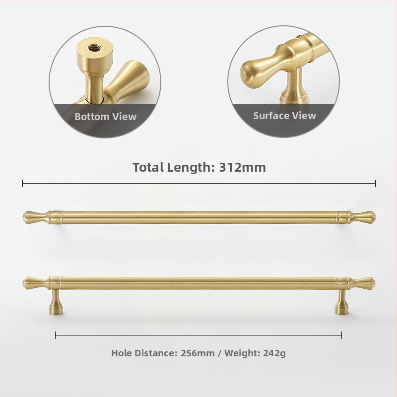 Mâner de ușă pentru dulap Nusheng, din cupru pur, montaj printr-o singură gaură, stil modern minimalist