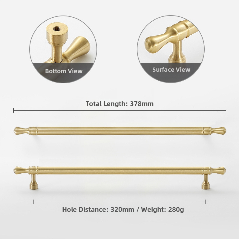 Mâner de ușă pentru dulap Nusheng, din cupru pur, montaj printr-o singură gaură, stil modern minimalist