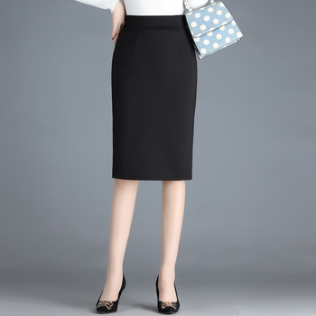 Женска прилепваща до коляното офис пола, едноцветна, полиестер, висока еластичност