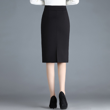 Женска прилепваща до коляното офис пола, едноцветна, полиестер, висока еластичност