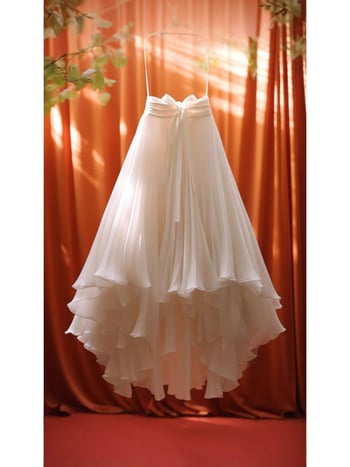 Плисирана дълга пола с многопластов дизайн и презрамки с пеперудено оформление, шифоново-полиестерова материя, 90-95% полиестер, пролет 2025