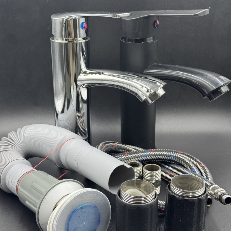 Kupaonska miješalica za umivaonik od nehrđajućeg čelika, za jedan otvor, vertikalna ugradnja, keramički uložak, 9 mm ulaz/izlaz, model T-009