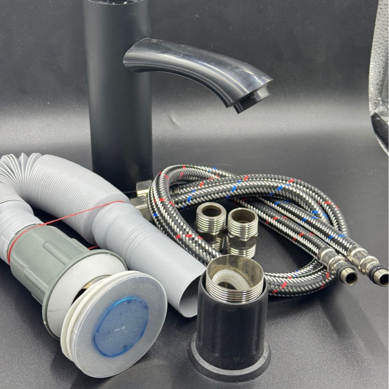 Kupaonska miješalica za umivaonik od nehrđajućeg čelika, za jedan otvor, vertikalna ugradnja, keramički uložak, 9 mm ulaz/izlaz, model T-009