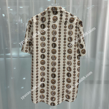 Cămașă bărbați cu mânecă scurtă, imprimeu digital, croi slim, 80% bumbac