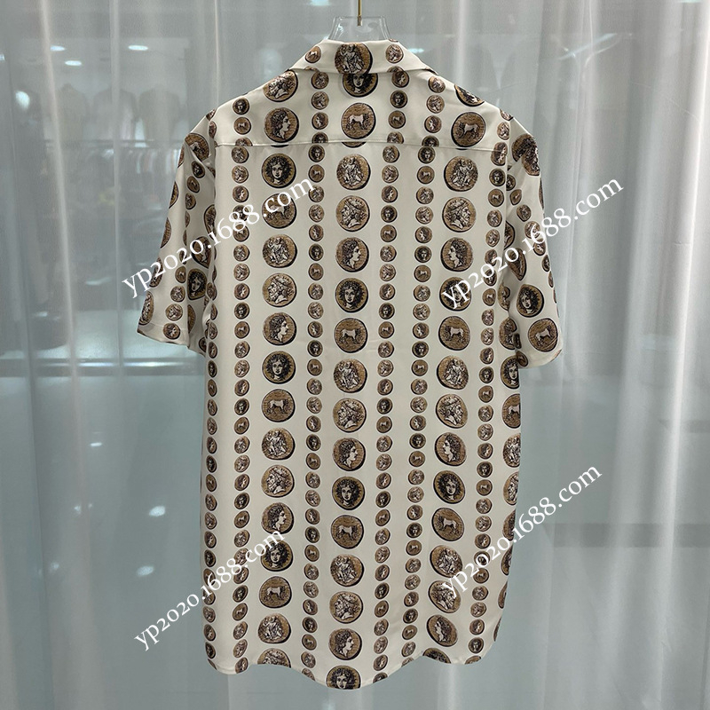 Cămașă bărbați cu mânecă scurtă, imprimeu digital, croi slim, 80% bumbac