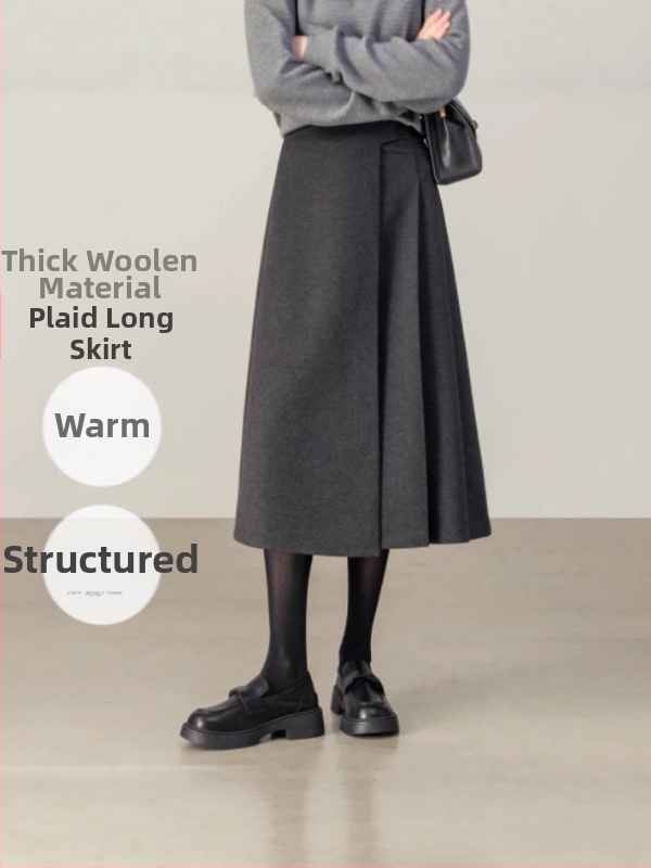 Плисирана пола с висока талия, средна дължина, вълнено-бленд плат, 70–80% полиестер, зима 2025