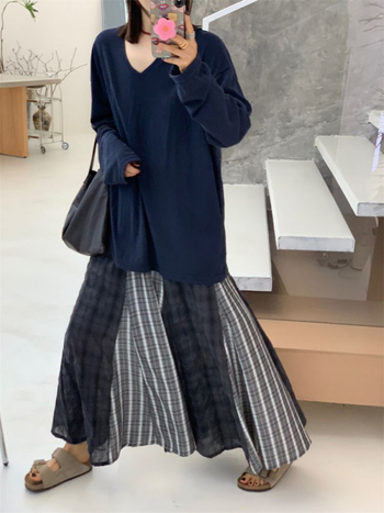 Плюс размер миди пола с patchwork и райета, полиестер, дължина миди, разкроена, ретро ежедневна каре, есен 2025