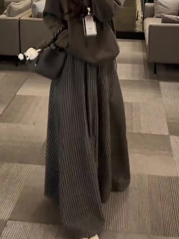 Duga suknja A-linije, s mrežastim uzorkom, poliester, blaga rastezljivost, elegantan poslovni stil