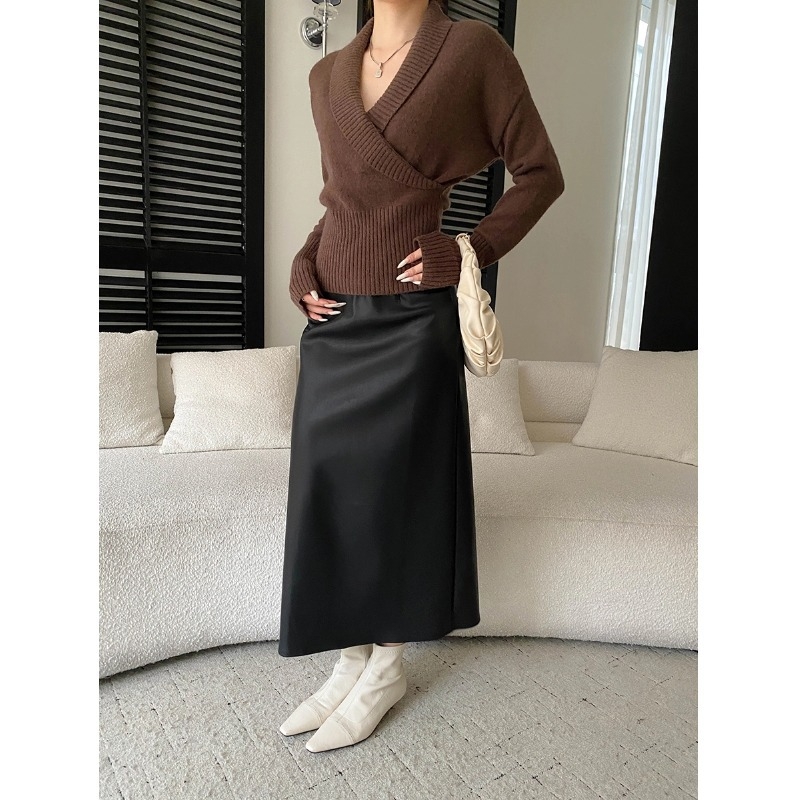 Suknja - Elegantni gradski stil, duga bok suknja, poliester s udjelom pamuka ispod 30%