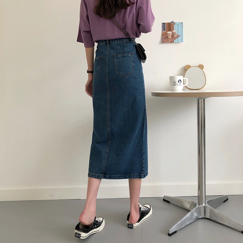 Suknja visoko struka, pamuk A-linija midi, srednje duljine, gradski stil, sadržaj pamuka 30–50%, proljeće 2025