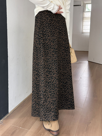 Suknja s leopard uzorkom, visoki struk, srednja duljina, A-linija, zima 2025
