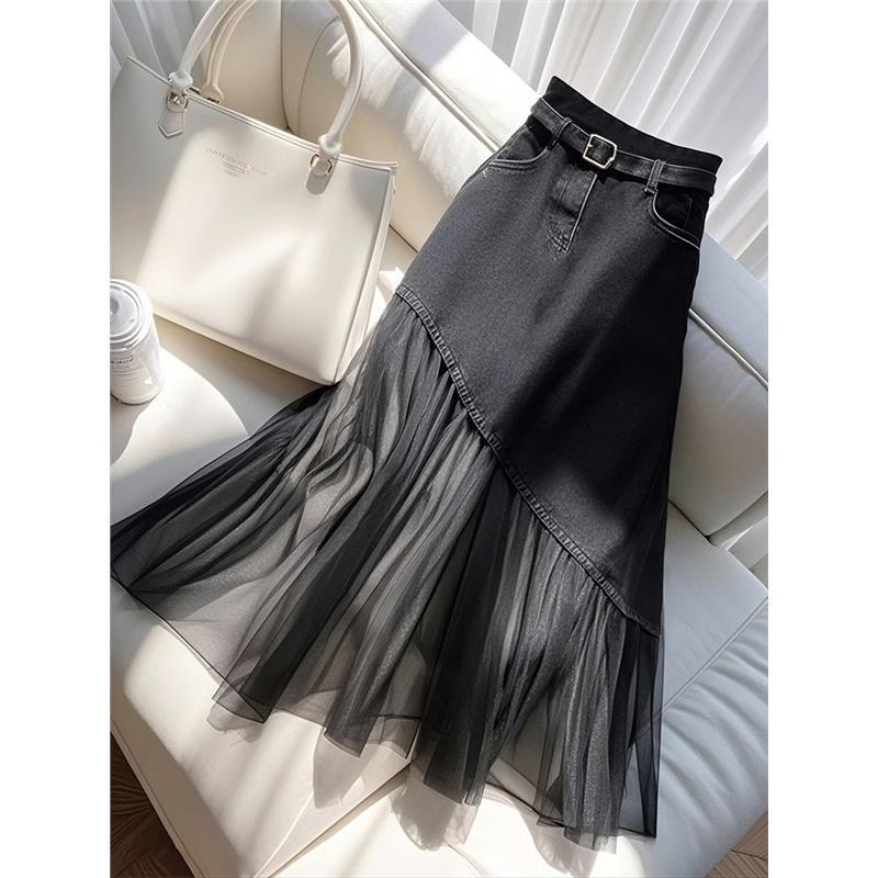 A-linija midi suknja, japansko-korejski casual stil, stil zrele dame, visoka elastičnost, proljeće 2025