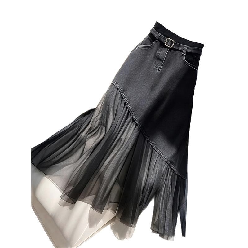 A-linija midi suknja, japansko-korejski casual stil, stil zrele dame, visoka elastičnost, proljeće 2025