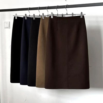 Visoki struk, A‑linija midi suknja, poliester, mikroelastična, casual japansko-korejski stil