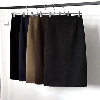 Visoki struk, A‑linija midi suknja, poliester, mikroelastična, casual japansko-korejski stil