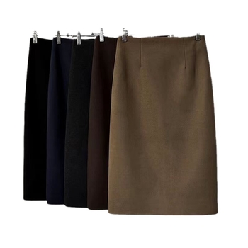 Visoki struk, A‑linija midi suknja, poliester, mikroelastična, casual japansko-korejski stil