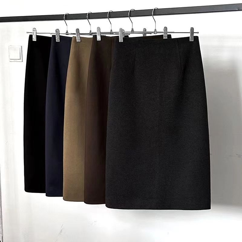 Visoki struk, A‑linija midi suknja, poliester, mikroelastična, casual japansko-korejski stil